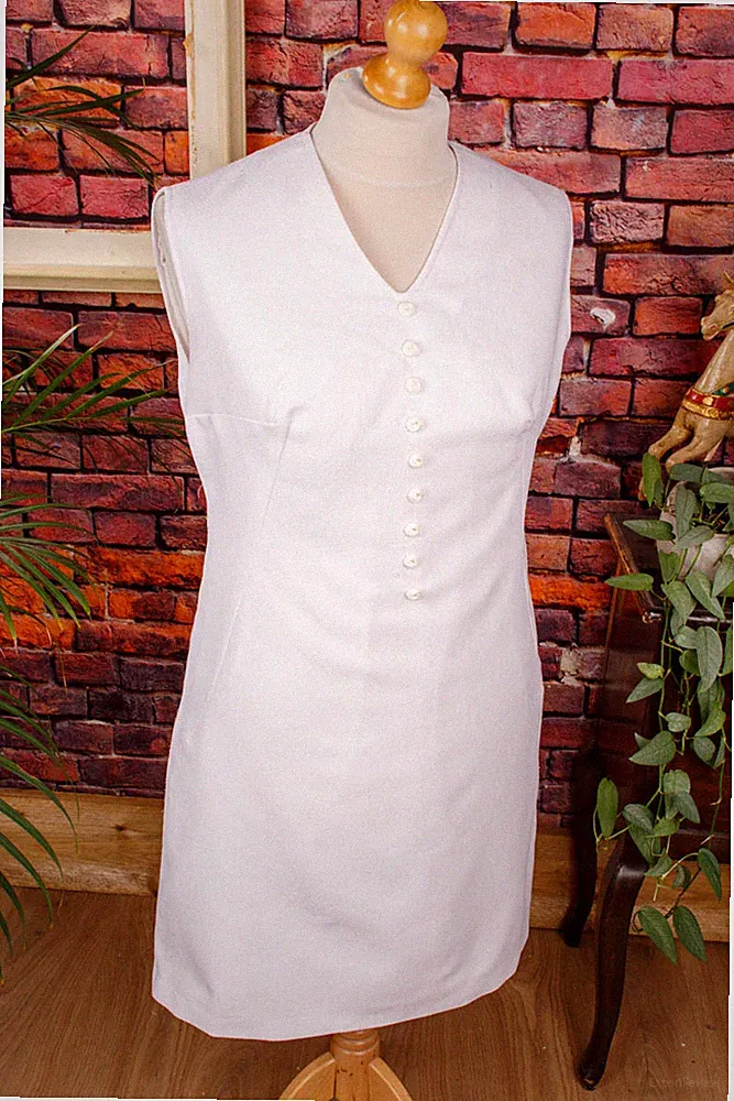 Vintage orig 60er Etuikleid weiß schlicht Disco Schlager Kleid Brautkleid 42