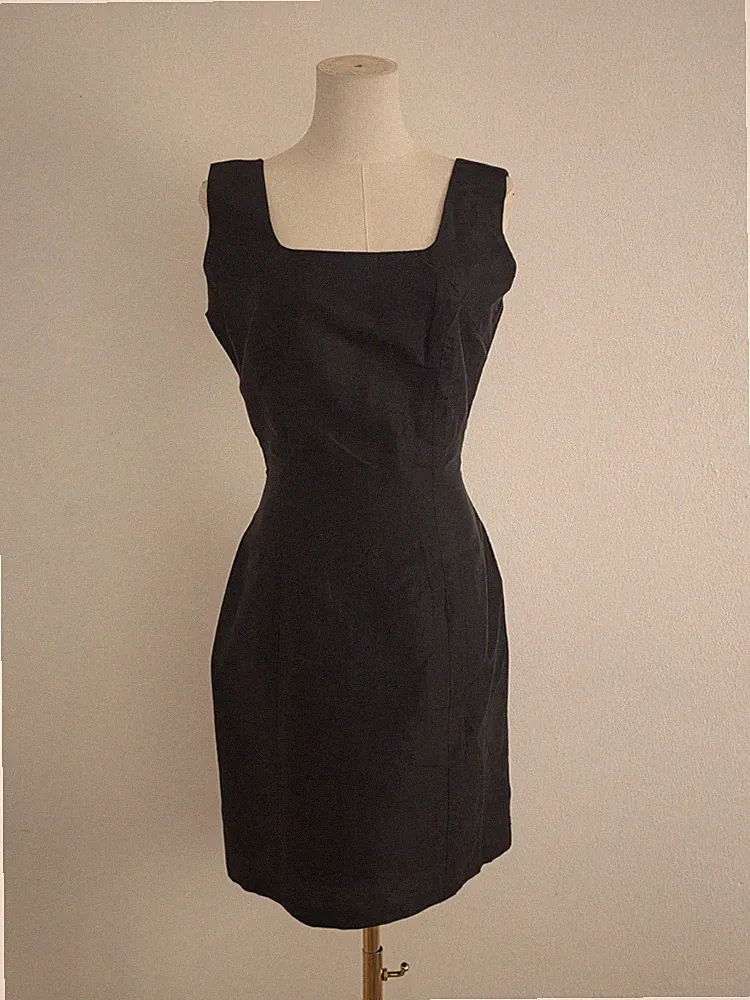 Vintage Schwarzes Etuikleid Midi S Minimal Elegant 90er