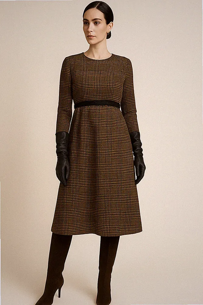 Vintage Strickkleid Angora Wolle 40 42 Glencheck Karo Handarbeit Haus Couture