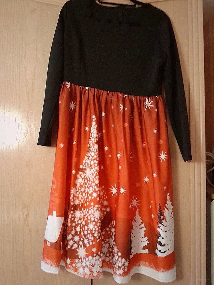 Vintage Weihnachtskleid Damen Rockabilly Swingkleid Partykleid A-Linie Festkleid