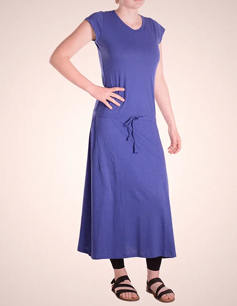 Vishes A-Linien Sommerkleid aus Jersey mit Kordelzug Damenmode Casual