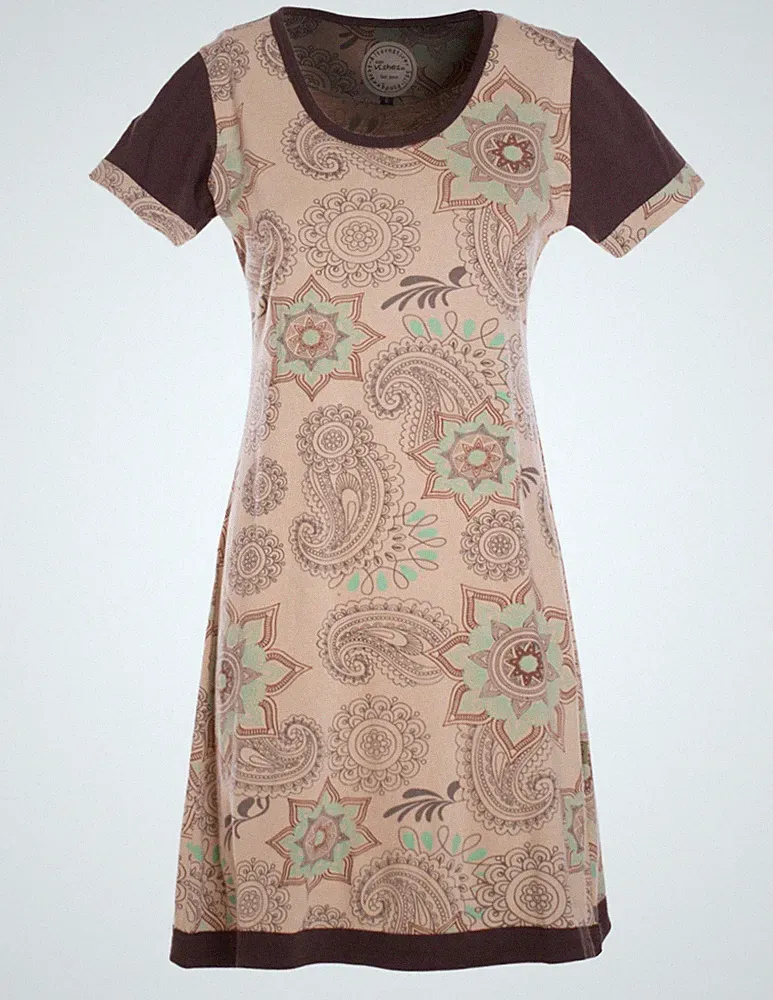 Vishes Baumwolle Sommerkleid A-Linie Mandalas Hippie Paisley Druck Casual