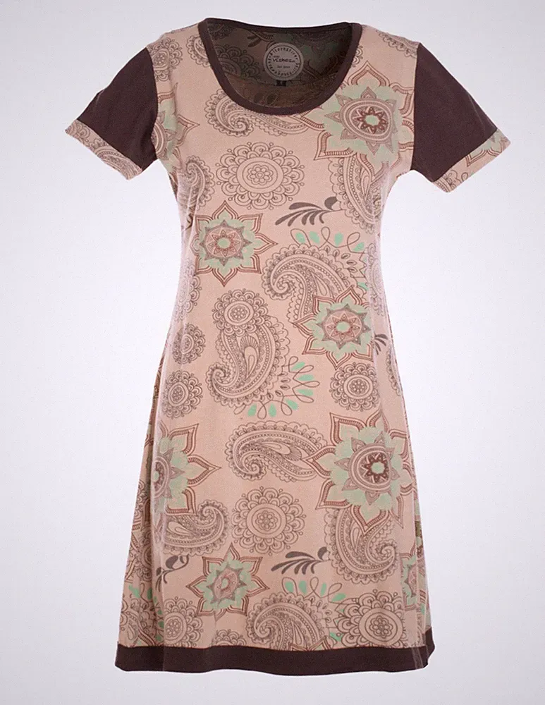 Vishes Baumwolle Sommerkleid A-Linie Mandalas Hippie Paisley Druck Casual