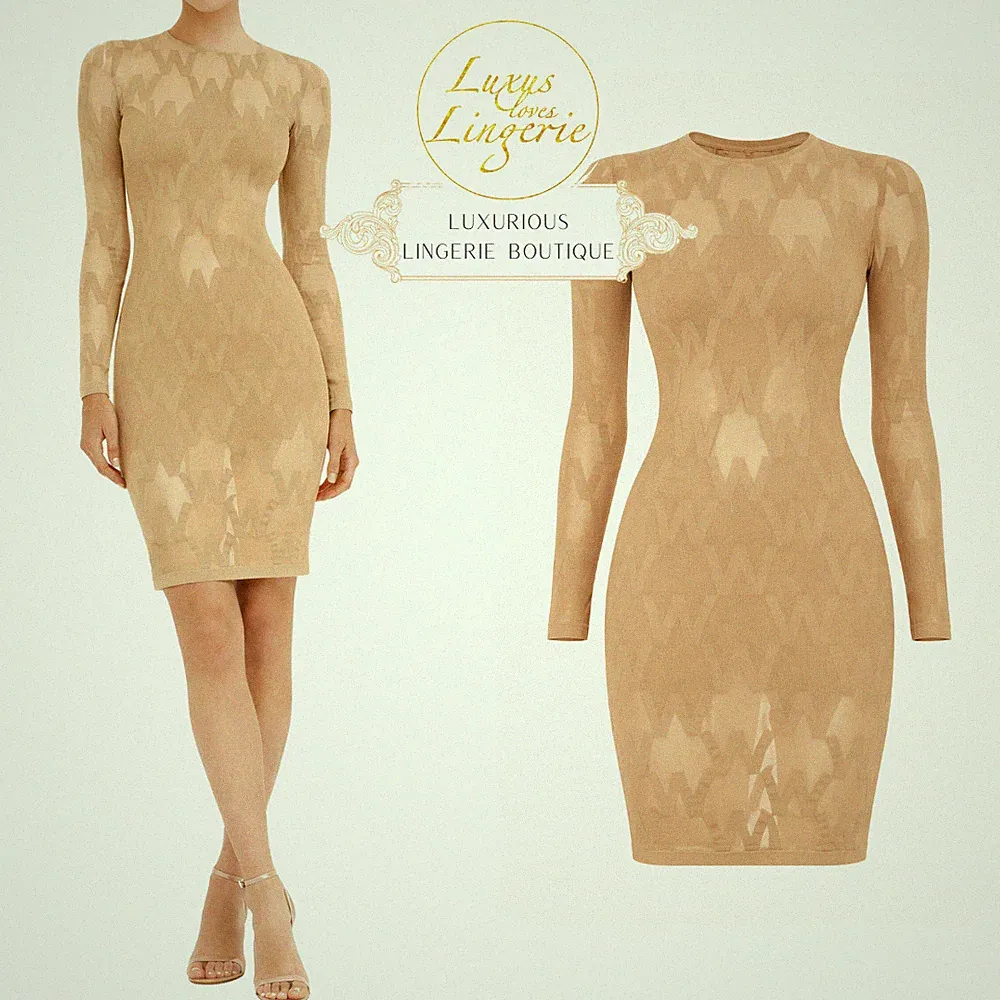 W DRESS by Wolford S Small beige braun Kleid transparent Etuikleid Transparenz