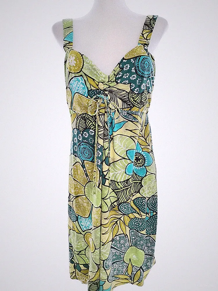 WALLIS Damen A-Linien-Kleid Gr. 42 Grün Viskose Ärmellos Midi Herzausschnitt