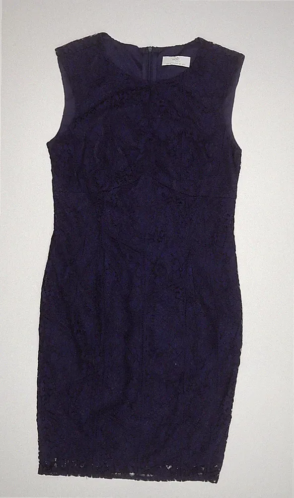 Wallis Damen blau Spitze Etui ärmellos knielang Kleid UK 10