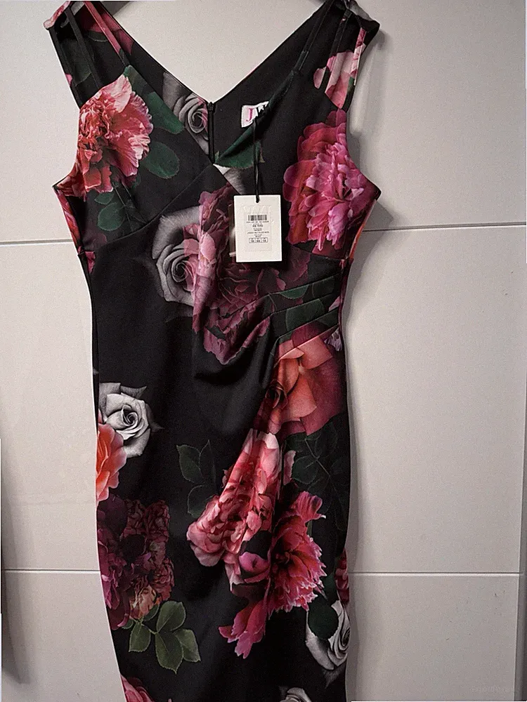 Wallis Damen Etuikleid Midi Blumenmuster Ärmellos Größe 46 Mehrfarbig