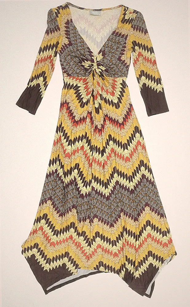 Wallis Damen mehrfarbig A-Linie Midikleid Größe 8 Retro Chevron Muster