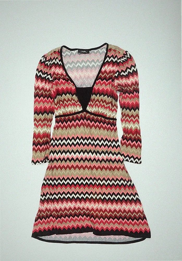 Wallis Damen mehrfarbig Chevron A-Linie Strickkleid Größe 10