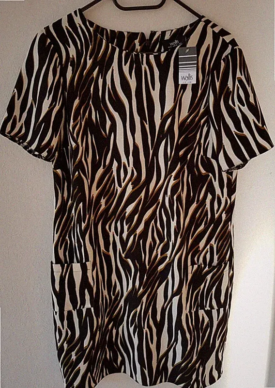 Wallis Etuikleid Gr. 40 UK 12 Animalprint Zebra schwarz weiß braun NEU