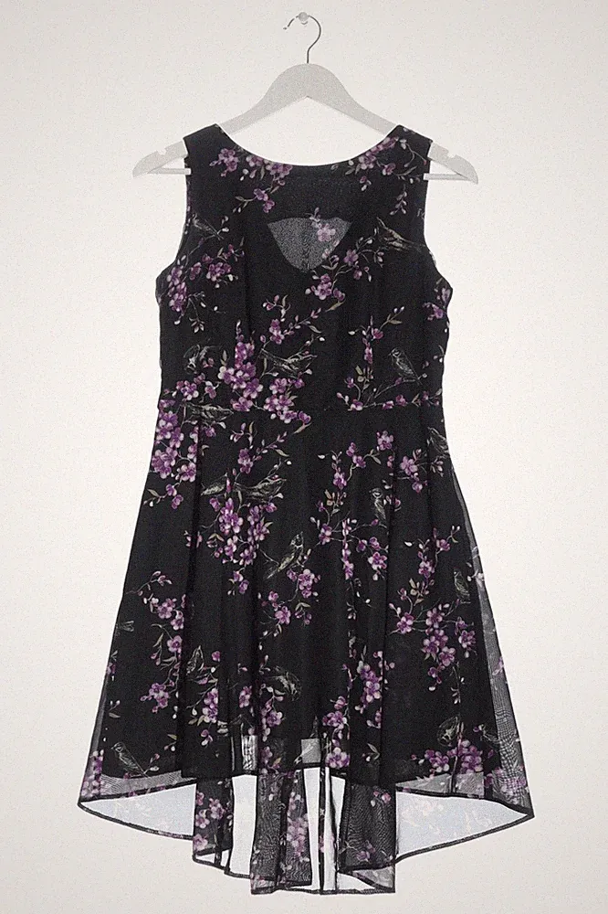 WALLIS PETITE A-Linien Kleid Damen Kleid Gr. DE 40 schwarz-lila-grün Casual-Look