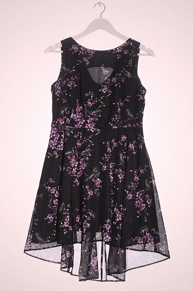 WALLIS PETITE A-Linien Kleid Damen Kleid Gr. DE 40 schwarz-lila-grün Casual-Look