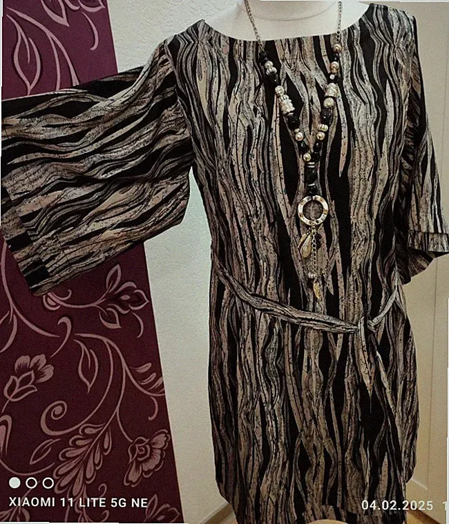 Walter Baker Damen A-Linien-Kleid Animalprint Schwarz/Beige 3/4, Gr. 40