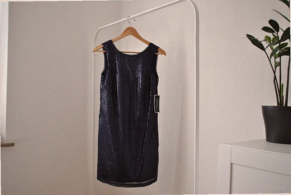 Warehouse | Abendkleid Cocktail Hochzeitsgast Party Pailletten blau | Gr. XXS XS