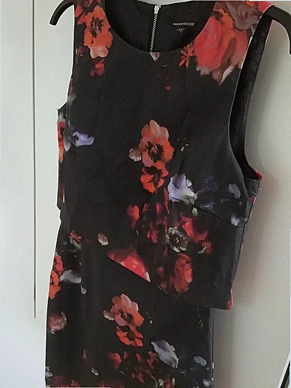 warehouse etuikleid 36 multicolor Blumen print business elegant sixties