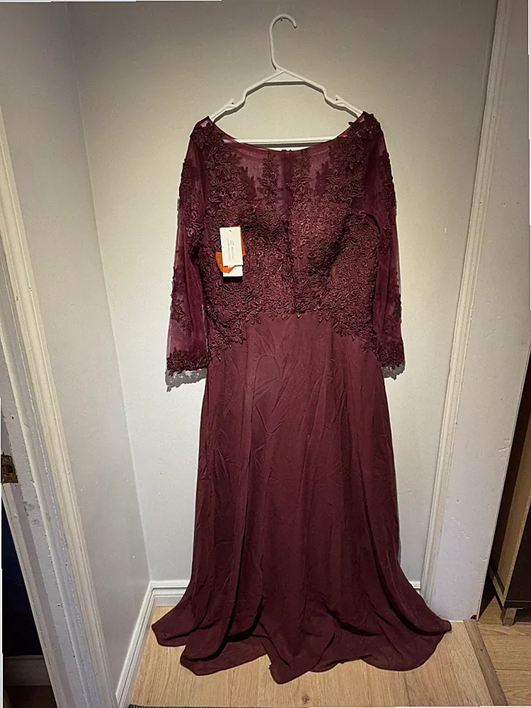 Wedding Guest Dress Roughly Size 16 Burgundy Lace Evening Gown XL