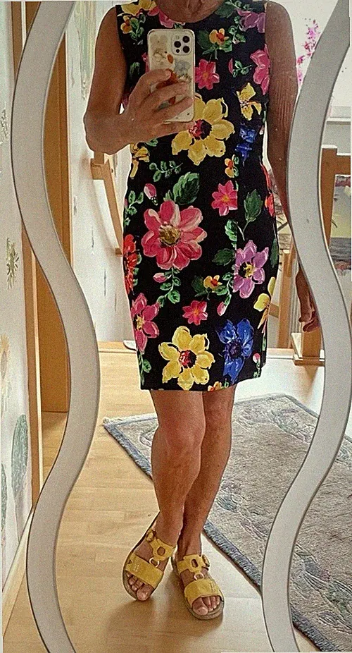 Weiches stretchiges DESIGUAL Etuikleid bunt DE Gr. 36/S blickdicht Materialmix