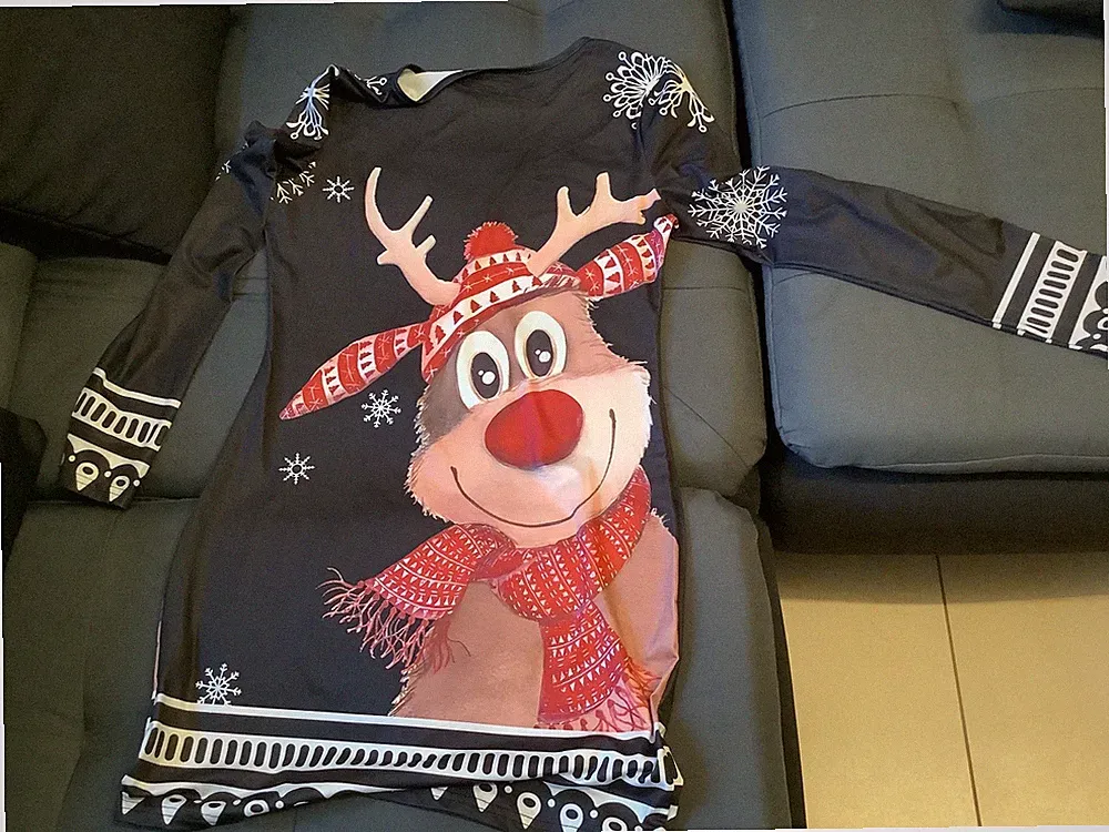 Weihnachten, Kleid, Longshirt, Rudolph, medium, A Linie/Etui je nach Figur