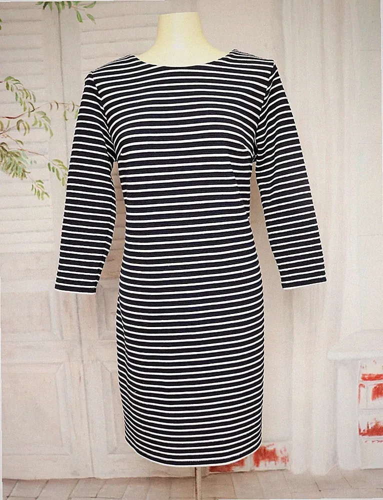 Weiß Blaues Phase Eight Etui Streifen Kleid Dress Dunkelblau UK 14 L 40 42