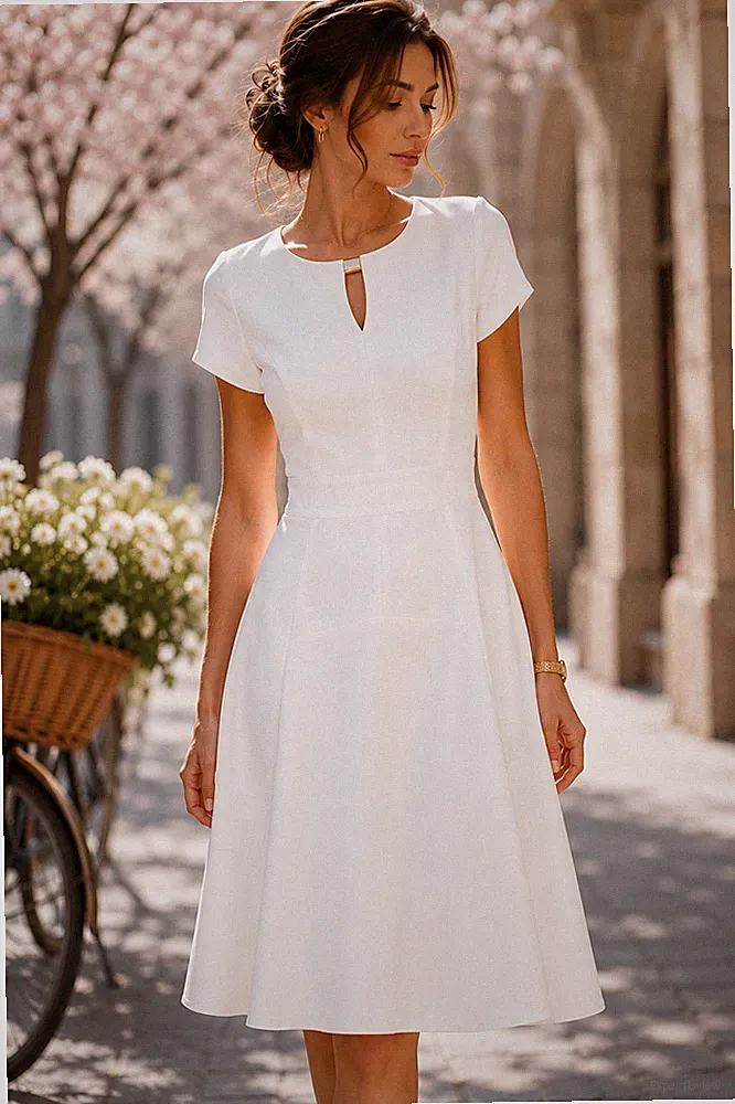 Weißes Vintage Kleid Gr. 40 Laura Sorrenti 90er Standesamt Business festlich
