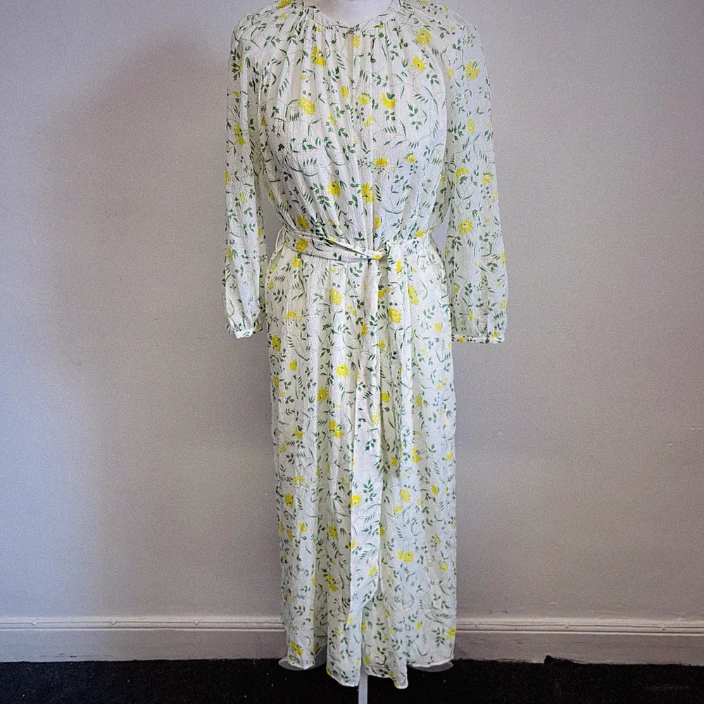 Whistles Midikleid Blumen Größe 8 gelb gemustert Seidenmischung Hochzeitsgast
