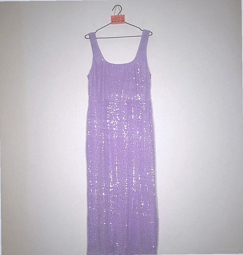 Whistles Pailletten Kleid 16 Flieder Lang Seitenschlitz Party Weihnachten Brandneu UVP249€