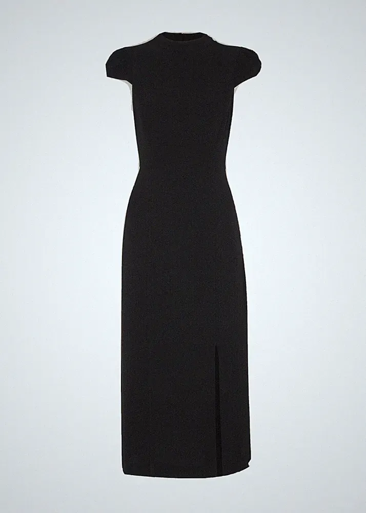 Whistles schwarzes hochgeschlossenes strukturiertes Kleid UK 8 neu mit Etikett LBD UVP 149 Midi Midaxi