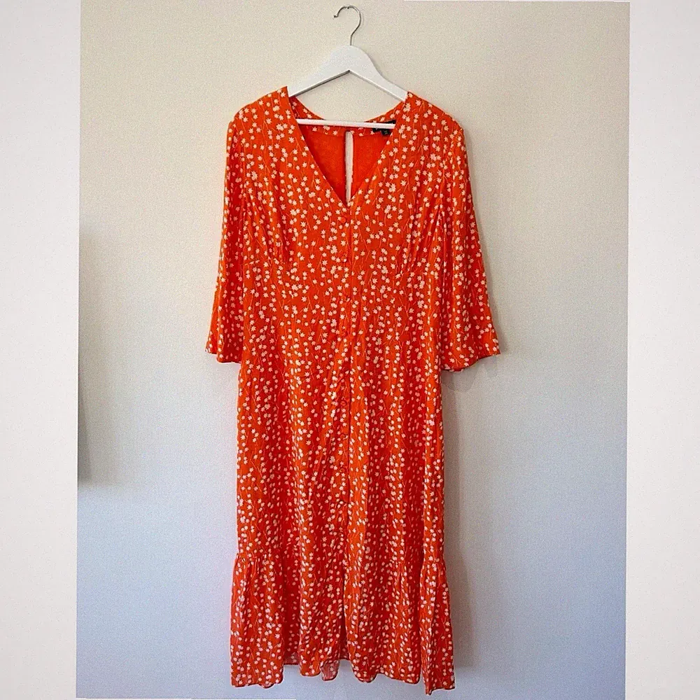 Whistles Sternschnuppe Midikleid Größe 14 hellorange Anlass Hochzeit Gast
