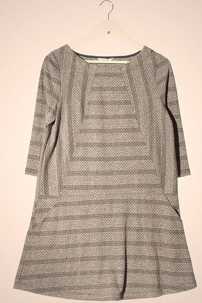 WHITE STUFF A-Linien Kleid Damen Kleid Gr. DE 42 grau-dunkelblau Casual-Look