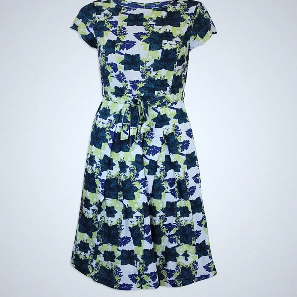 White Stuff Crusoe Iguana Green & Blue Print Tee Dress Orig Price £49