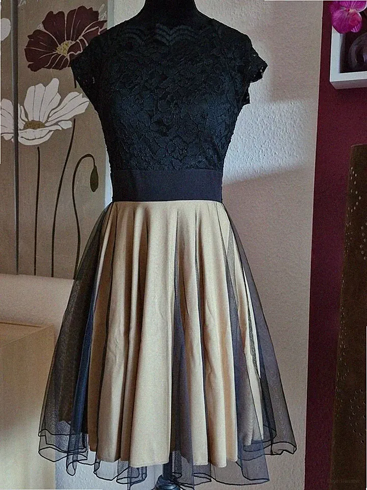 Wie NEU! Hochwertiges Cocktail- Party- Abschluss- Kleid schwarz/gold Gr. S 36
