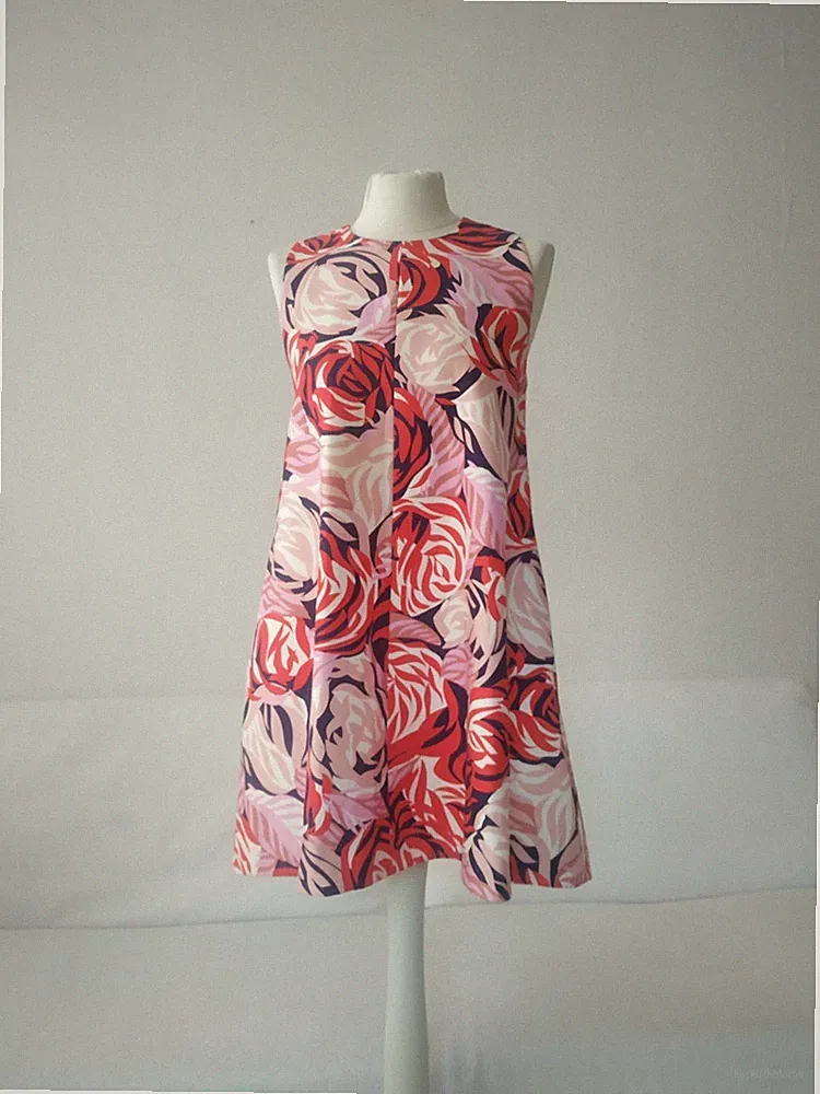 Wie Neu! MSGM tolles A-Linie Träger Kleid D 36 38 IT 42 100% Baumwolle Rot Töne