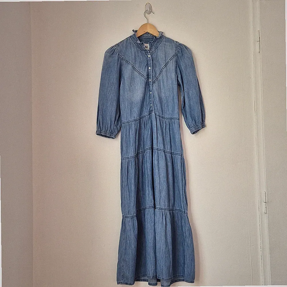 Willow BA&SH langes Kleid aus leichtem Denim - Größe 0 (Neu ohne Etikett)
