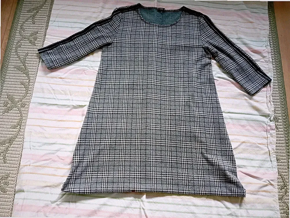 Winterkleid Kariert In Grau/Schwarz Gr.L von Pimkie A-Linie Neuwertig