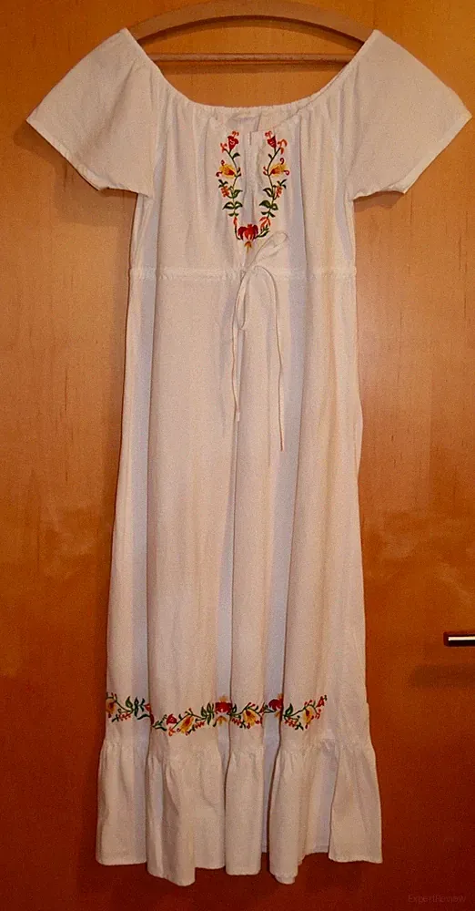 WOMEN SECRET Gr 36/S/170 weißes Kleid Stickerei Baumwolle lang luftig u leicht!
