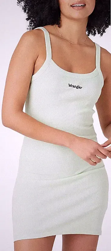 Wrangler Damen grün gerippt Strick ärmellos kurz Kleid Größe M W9R1DGXVY