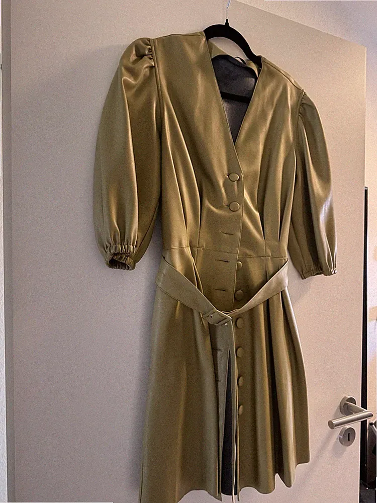 Wunderschönes Lederkleid Olivgrün/Khaki NEU