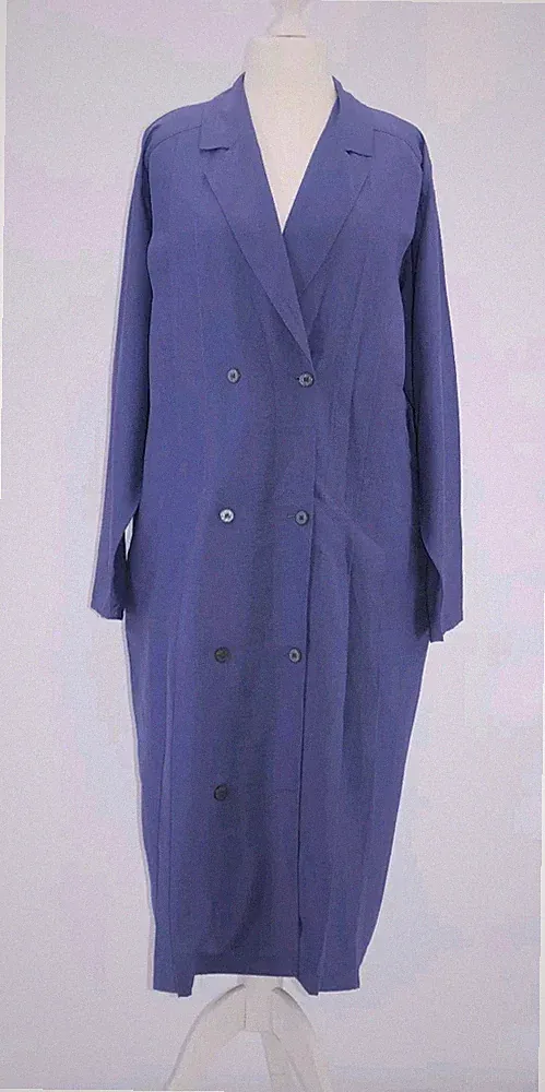 XXXL Kleid A-LINIE Damen Knöpfe Falten Gr.56/58 Viskose Blau Neuwertig