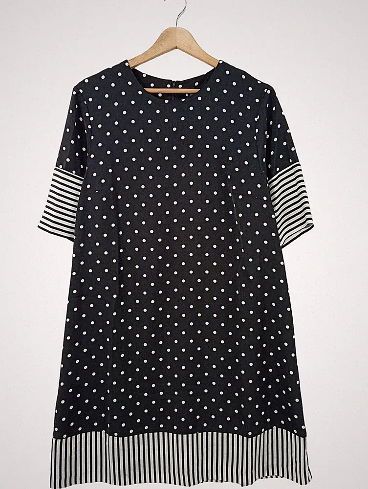Y.A.S A-Linien Kleid Damen Kleid Gr. DE 40 schwarz-weiß Casual-Look
