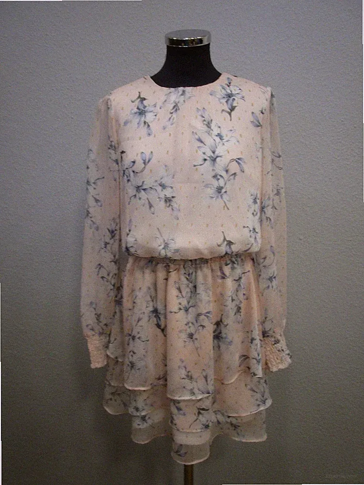 Y.A.S Sommerkleid transparenter Langarm Lilien gold Lurex rose Gr.M (P9290-02)