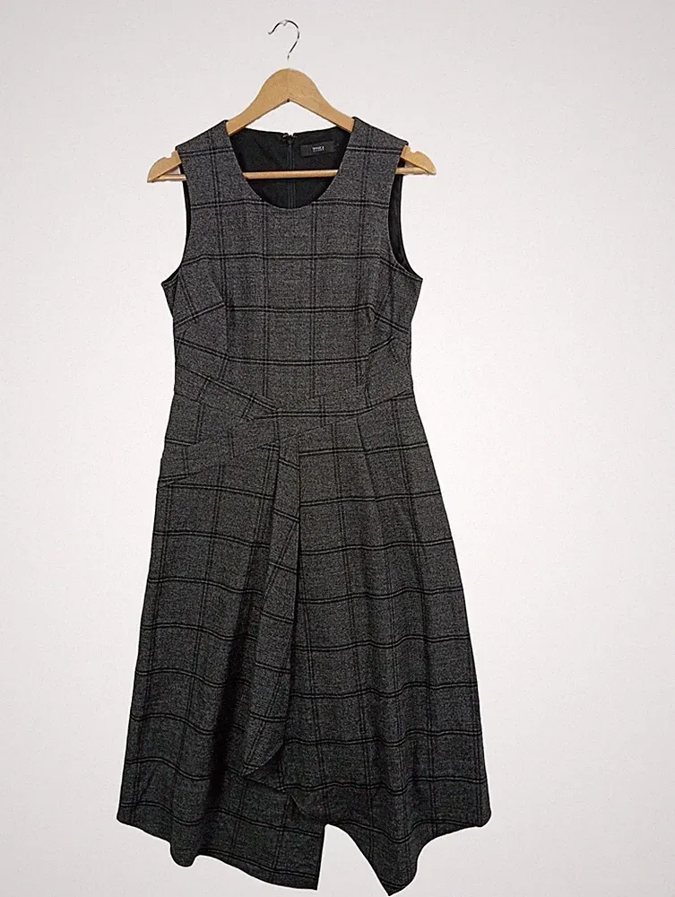 YESSICA A-Linien Kleid Damen Kleid Gr. DE 38 hellgrau-schwarz Elegant