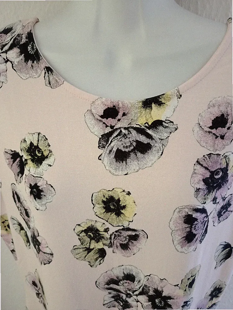 Yessica Sommer Kleid Gr.L Rosa Geblümt Kurzarm Baumwolle Elastan Top Zustand