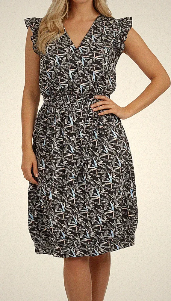 Zabaione Damen Kleid Chiffonkleid Sommerkleid Gr. L bis XL blau (7458)
