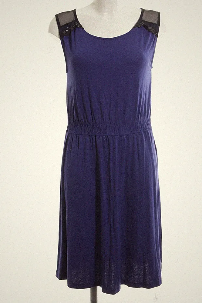 ZALANDO A-Linien Kleid Damen Kleid Gr. DE 42 blau-schwarz Casual-Look