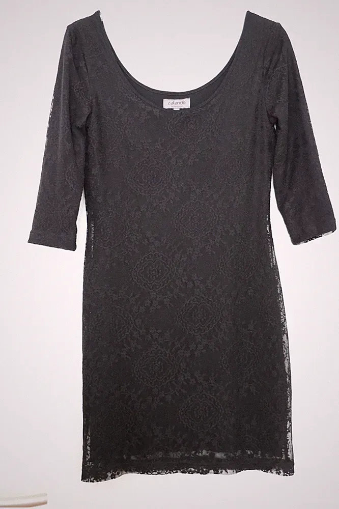 ZALANDO Etuikleid 36/S schwarz Kleid gefüttert kaum getragen Oberstoff Spitze