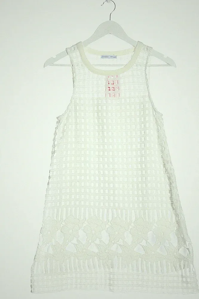 ZARA A-Linien Kleid Damen Kleid Gr. DE 36 wollweiß Elegant