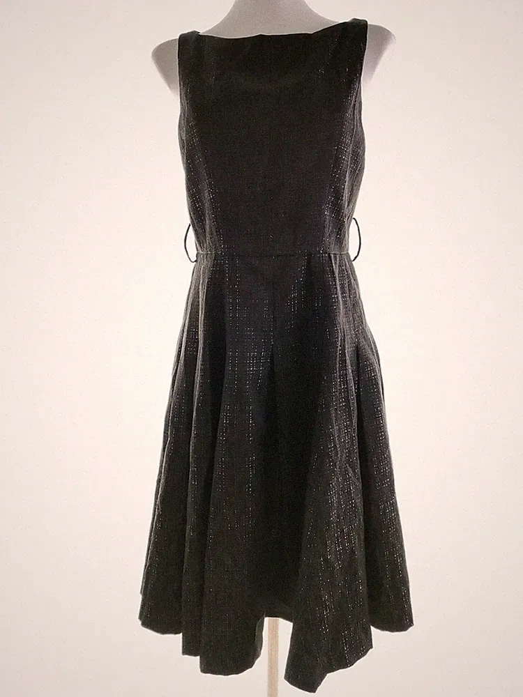ZARA BASIC Damen A-Linien-Kleid Gr. S Schwarz Ärmellos Midi Boots-Ausschnitt