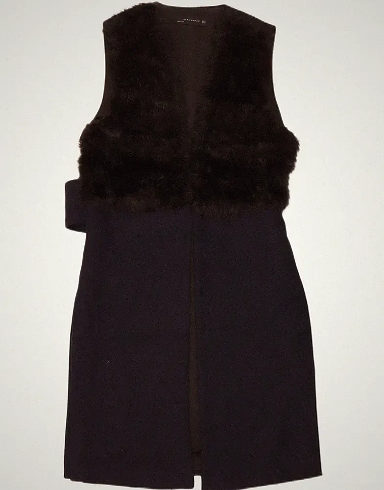 Zara Damen ärmelloses Etuikleid UK 10 Small dunkelblau Colourblock Wolle UO08