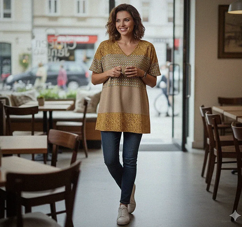 Zara Damen gelbes kurzärmliges langes T-Shirt-Kleid mit V-Ausschnitt - Größe M - Freizeit Sommer