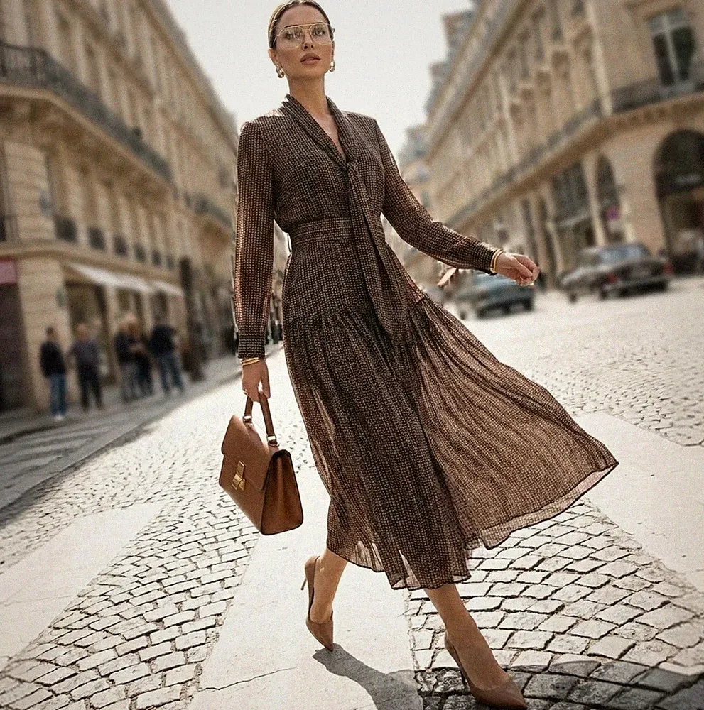 ZARA 🤍 DAMEN KLEID MAXIKLEID BOHO SCHLEIFENKRAGEN SCHLEIFE GÜRTEL A-LINIE